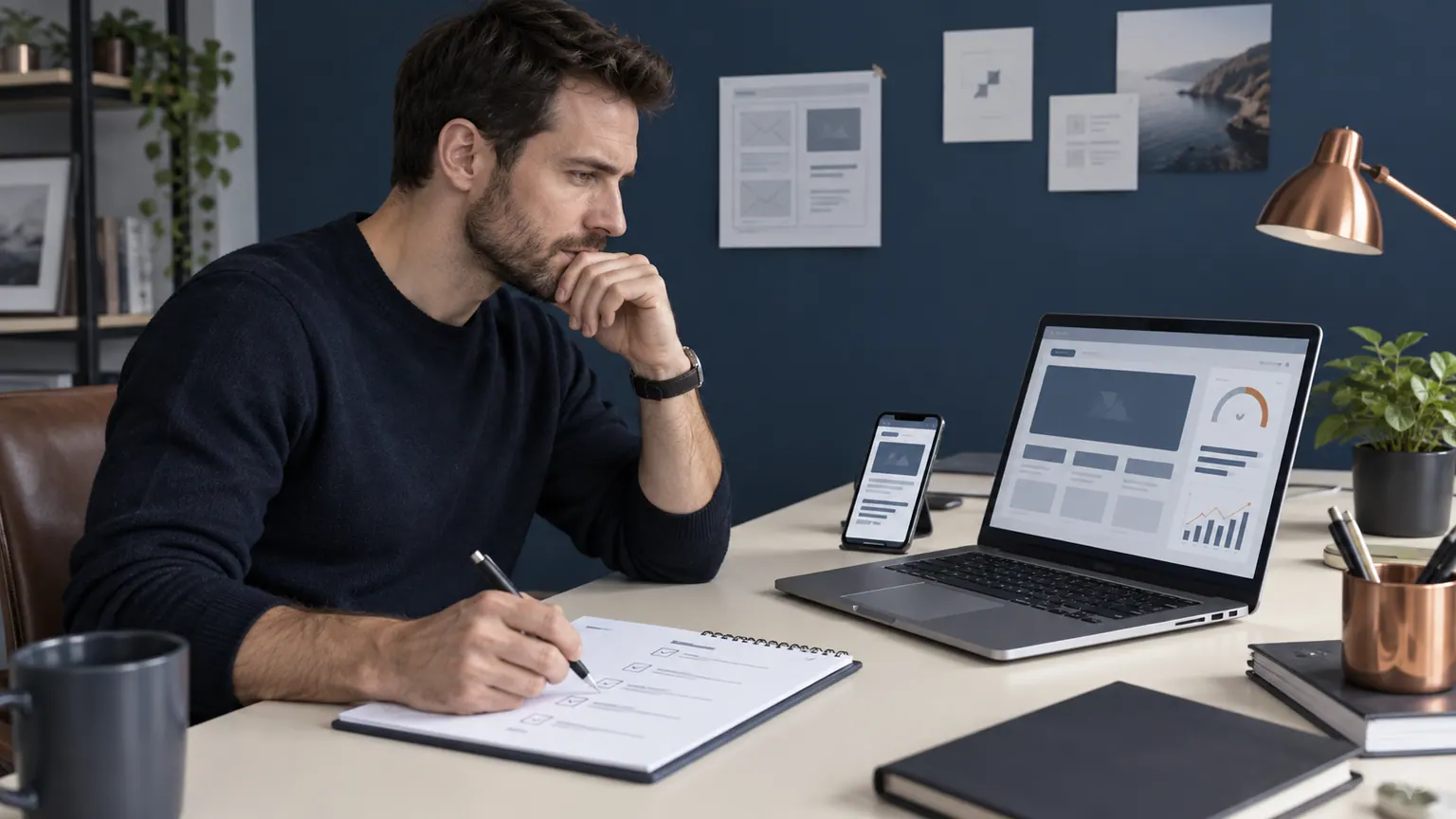 Spécialiste auditant la structure, le mobile et les performances d’un site
